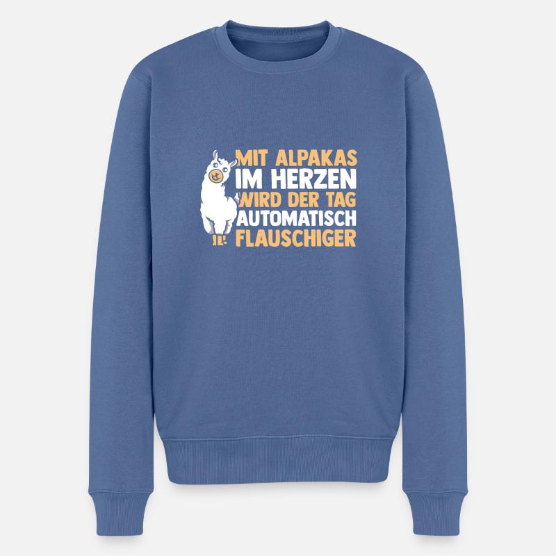Alpaka - Männer Premium Bio Pullover - Taubenblau