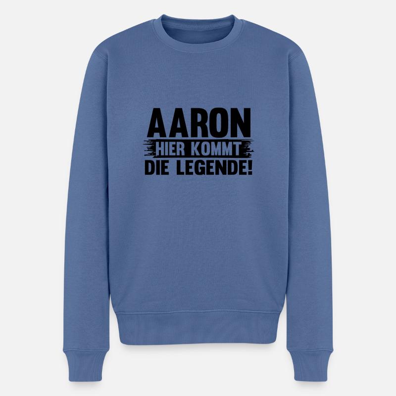 Vorname Aaron - Männer Premium Bio Pullover - Taubenblau