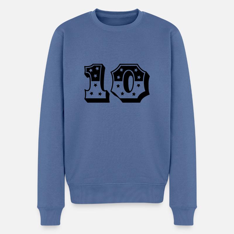 Zehn - Männer Premium Bio Pullover - Taubenblau