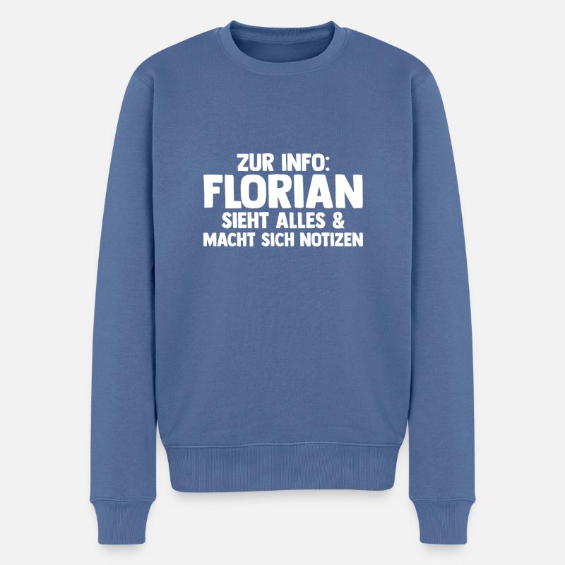 Florian - Männer Premium Bio Pullover - Taubenblau