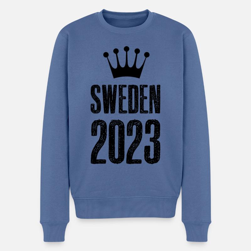 Suède 2023 Couronne - Pull Premium bio Homme - bleu pigeon