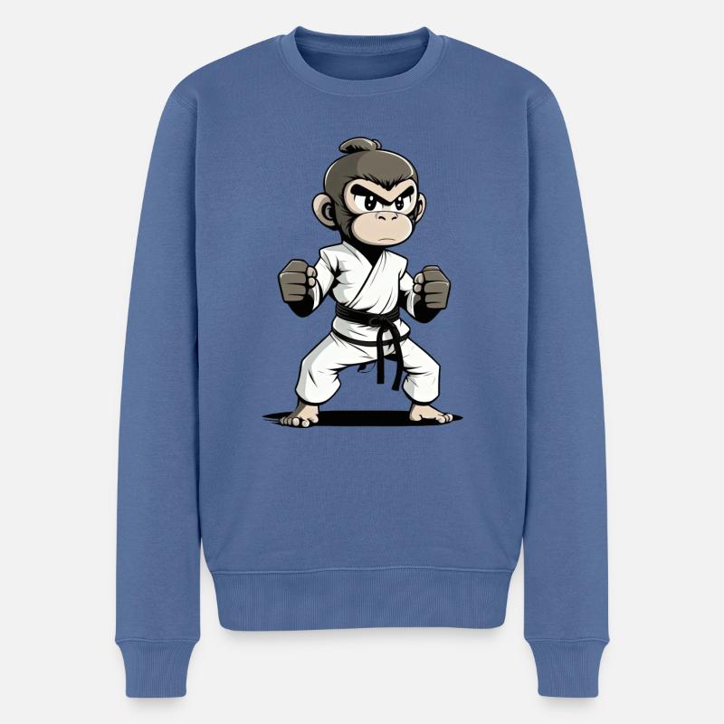 Karate Monkey - Japanische Karateka - Männer Premium Bio Pullover - Taubenblau