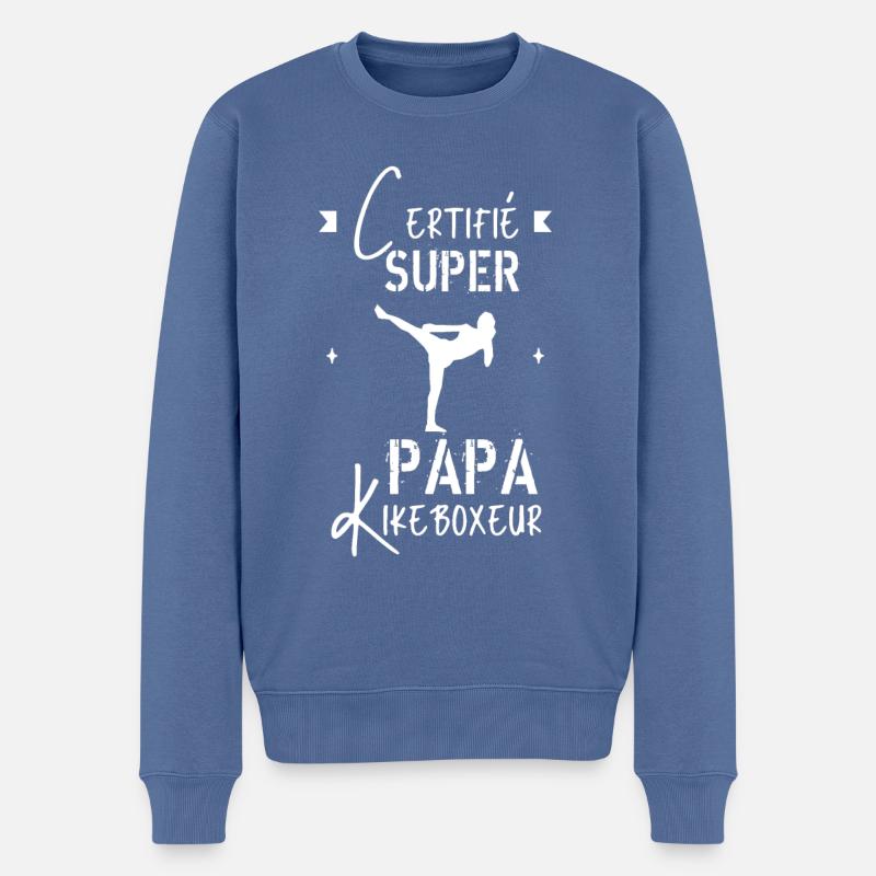 Super papa kickboxeur - Pull Premium bio Homme - bleu pigeon