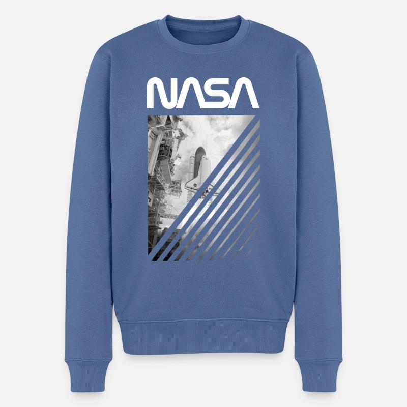 NASA Space Shuttle Start Logo - Männer Premium Bio Pullover - Taubenblau