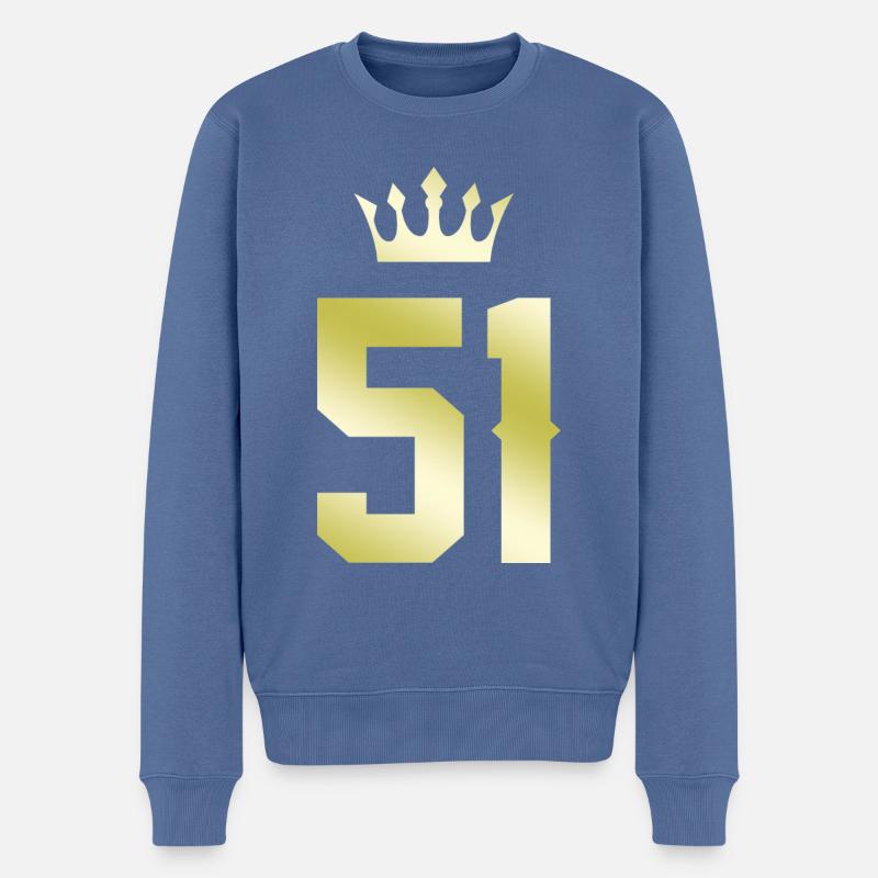 51 Nombre de couronnes - Pull Premium bio Homme - bleu pigeon