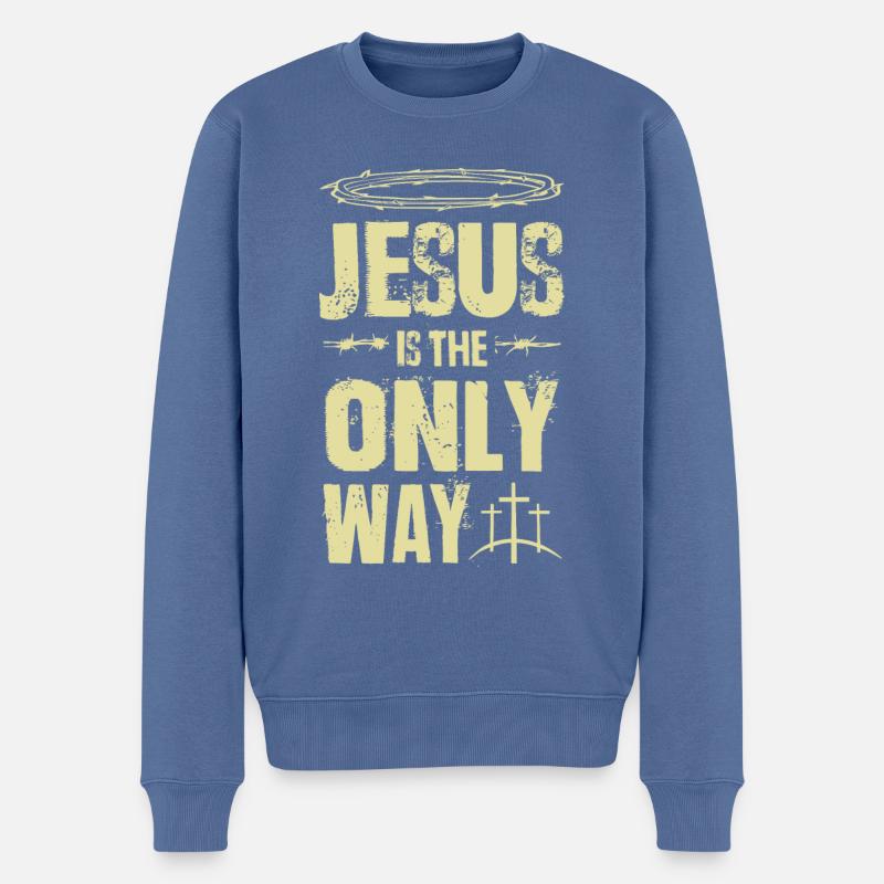 Jésus est le Chemin - Pull Premium bio Homme - bleu pigeon