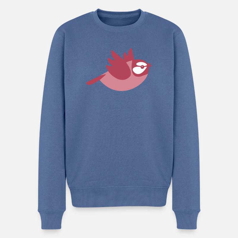 Kleiner, fliegender Vogel, eine Meise - Männer Premium Bio Pullover - Taubenblau