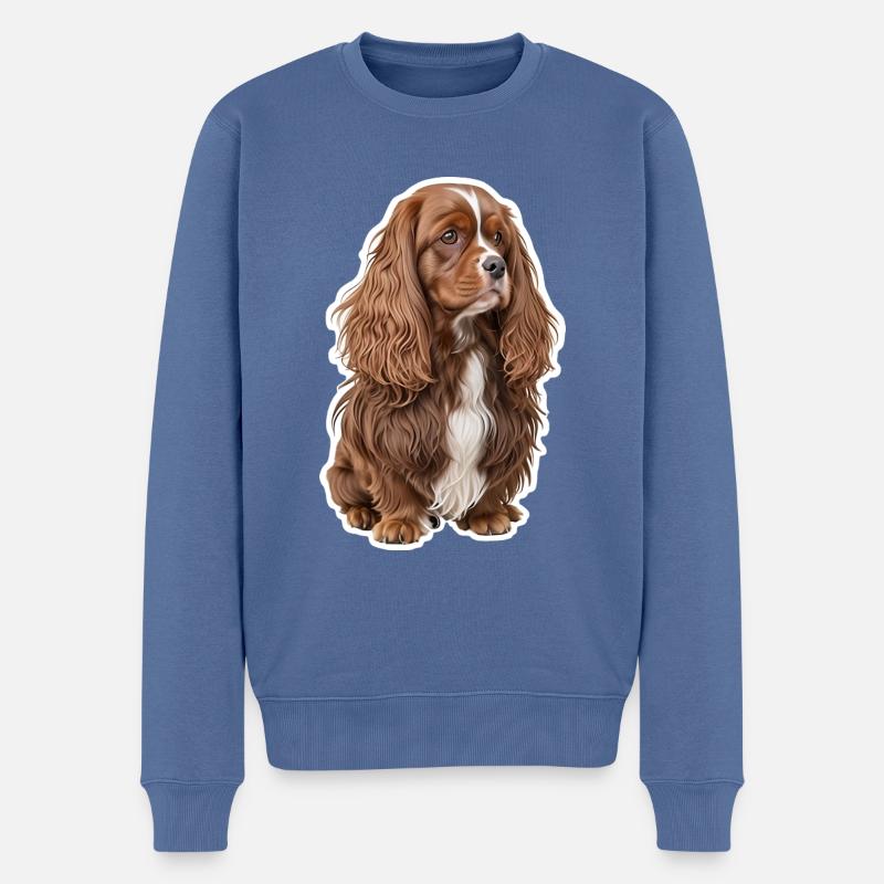 Kingston Spaniel - Männer Premium Bio Pullover - Taubenblau