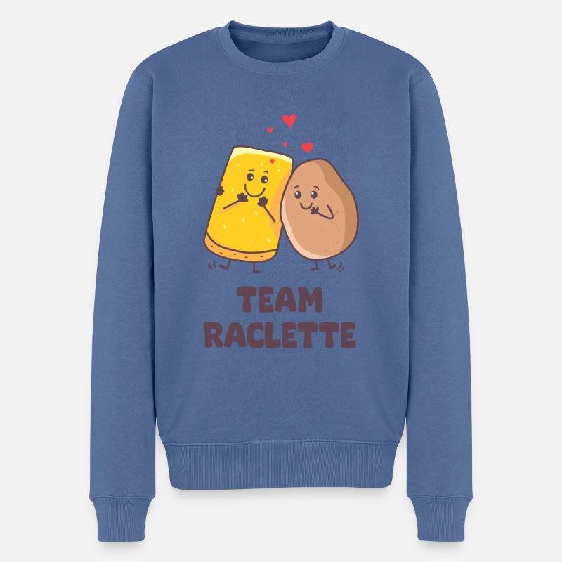 Raclette-Saison Käse- und Kartoffelhumor - Männer Premium Bio Pullover - Taubenblau