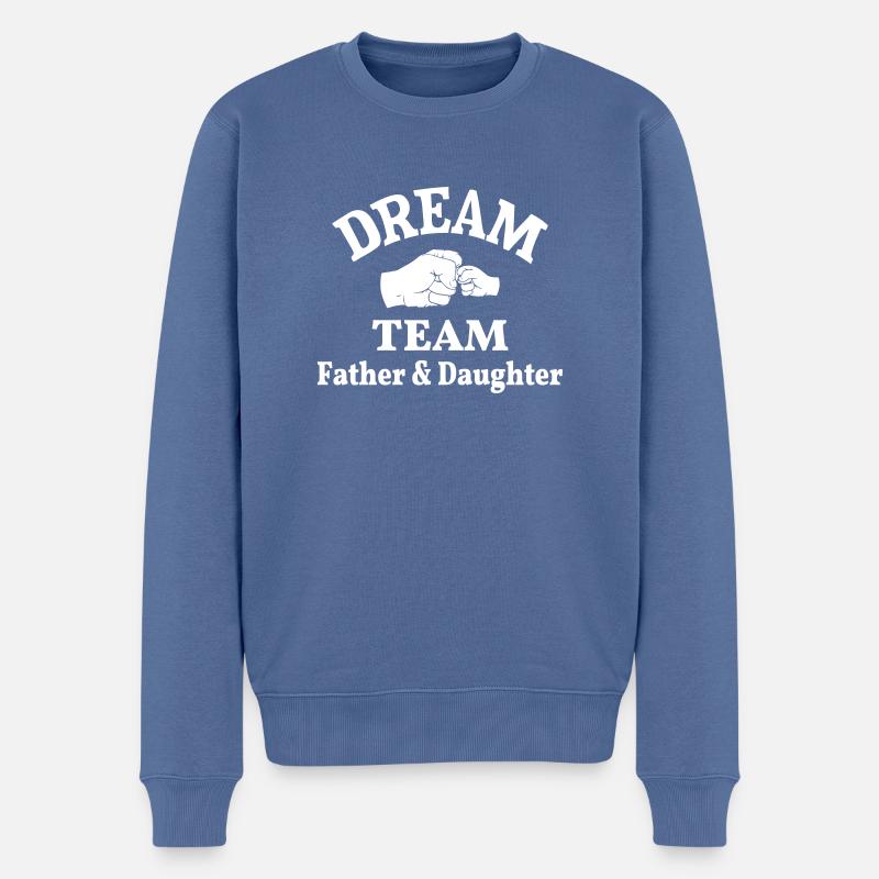 Vater Tochter Team Papa Töchter Dreamteam Faust - Männer Premium Bio Pullover - Taubenblau