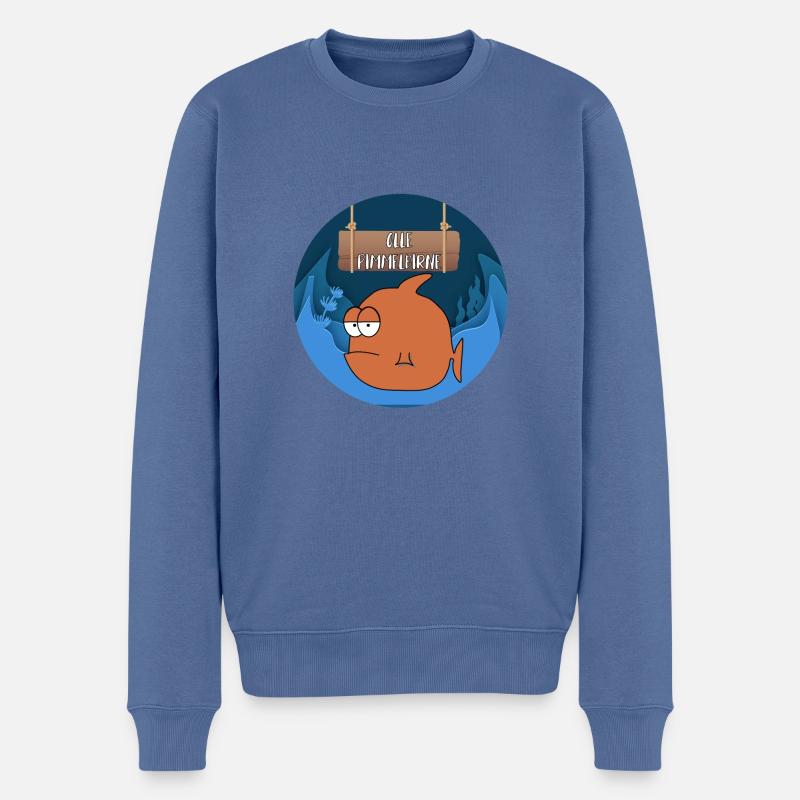 Lustiger, dicker Fisch - OLLE PIMMELBIRNE - Männer Premium Bio Pullover - Taubenblau