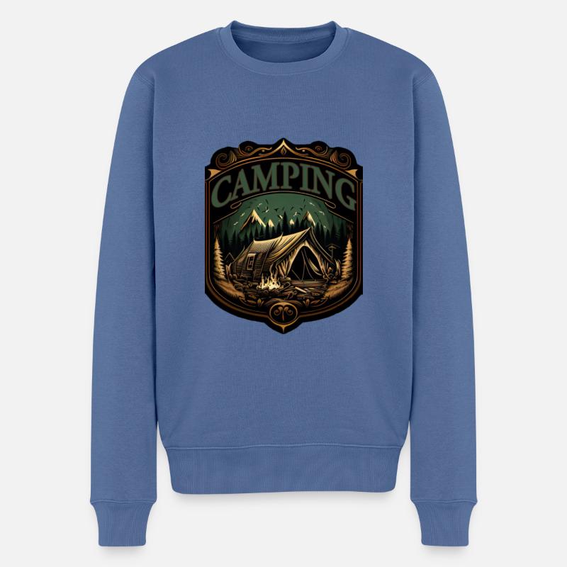 Camping logo - Männer Premium Bio Pullover - Taubenblau