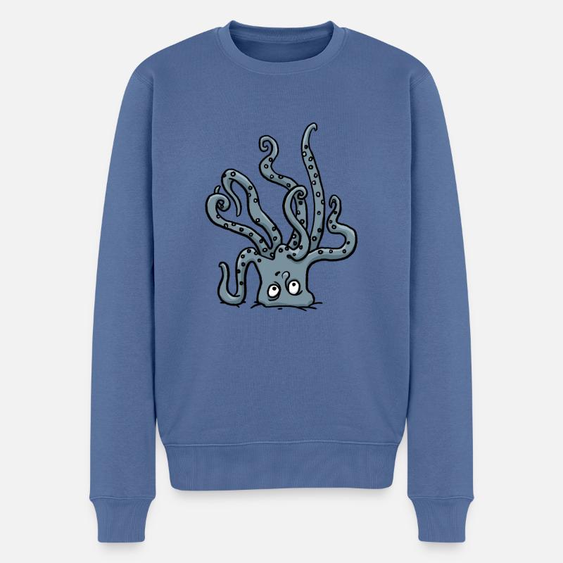 Posture de tête de pieuvre - Pull Premium bio Homme - bleu pigeon