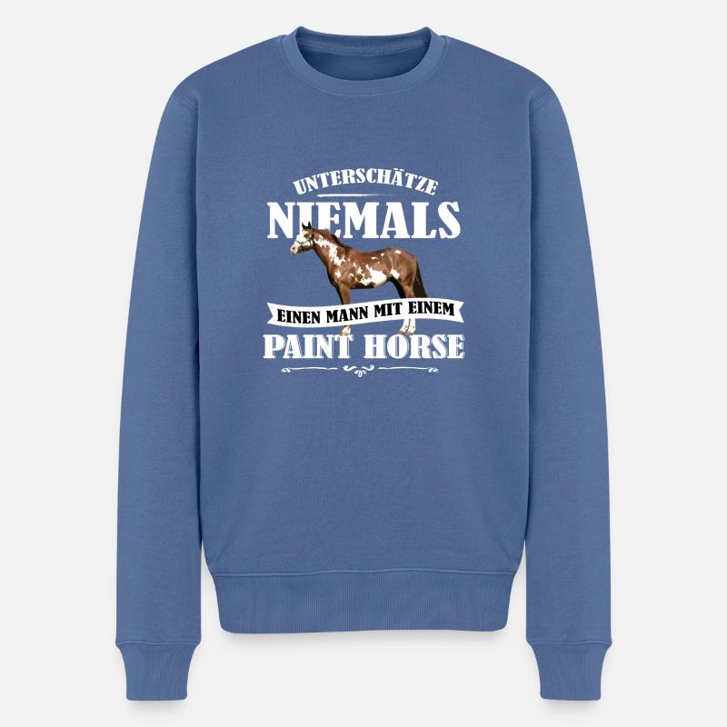 UNM Paint Horse Shirt - Männer Premium Bio Pullover - Taubenblau
