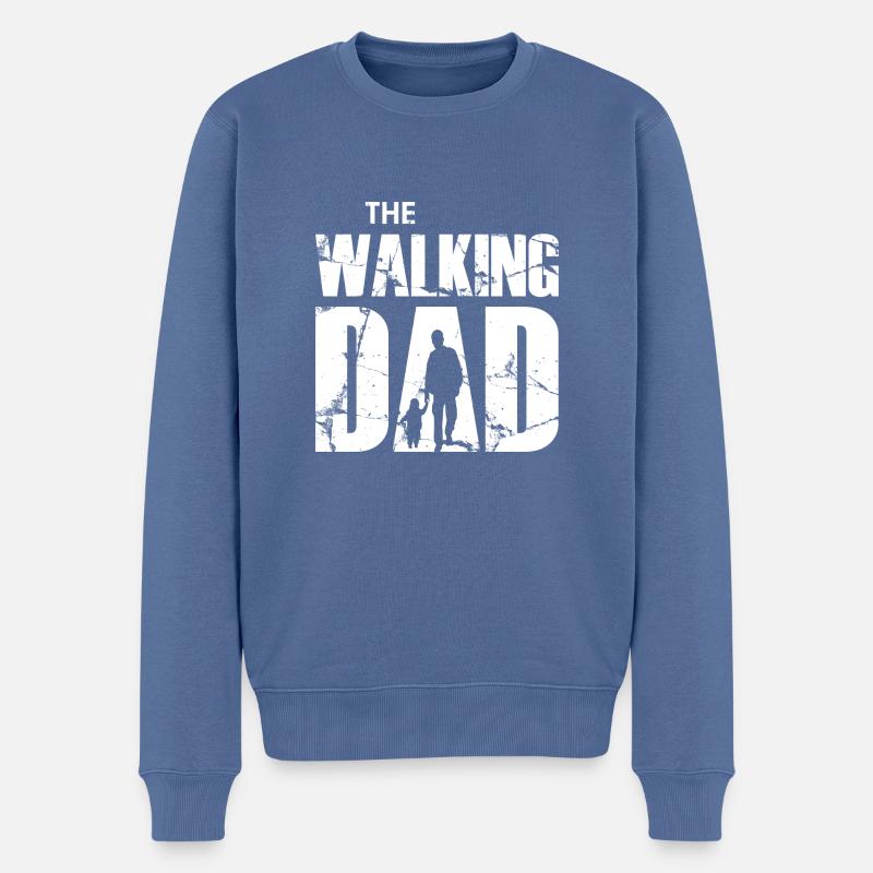 The Walking Dad (weiß) - Männer Premium Bio Pullover - Taubenblau