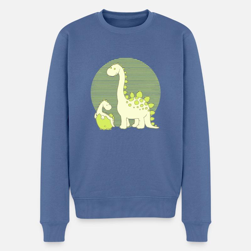 Dinosaur Mom with Hatching Egg - Männer Premium Bio Pullover - Taubenblau