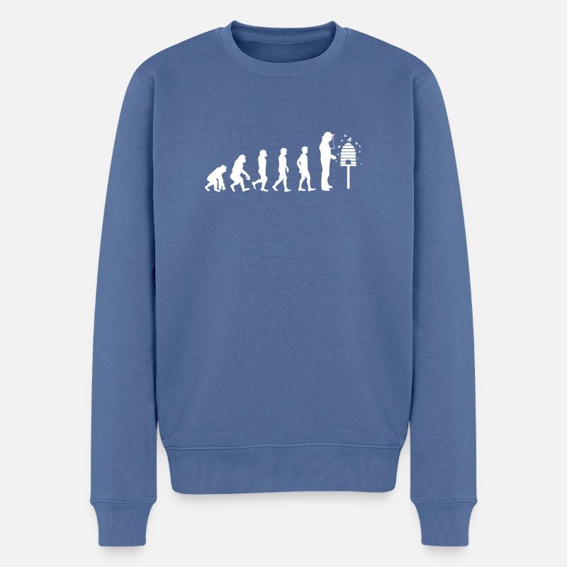 T-Shirt Geschenk - Imker Evolution - Männer Premium Bio Pullover - Taubenblau