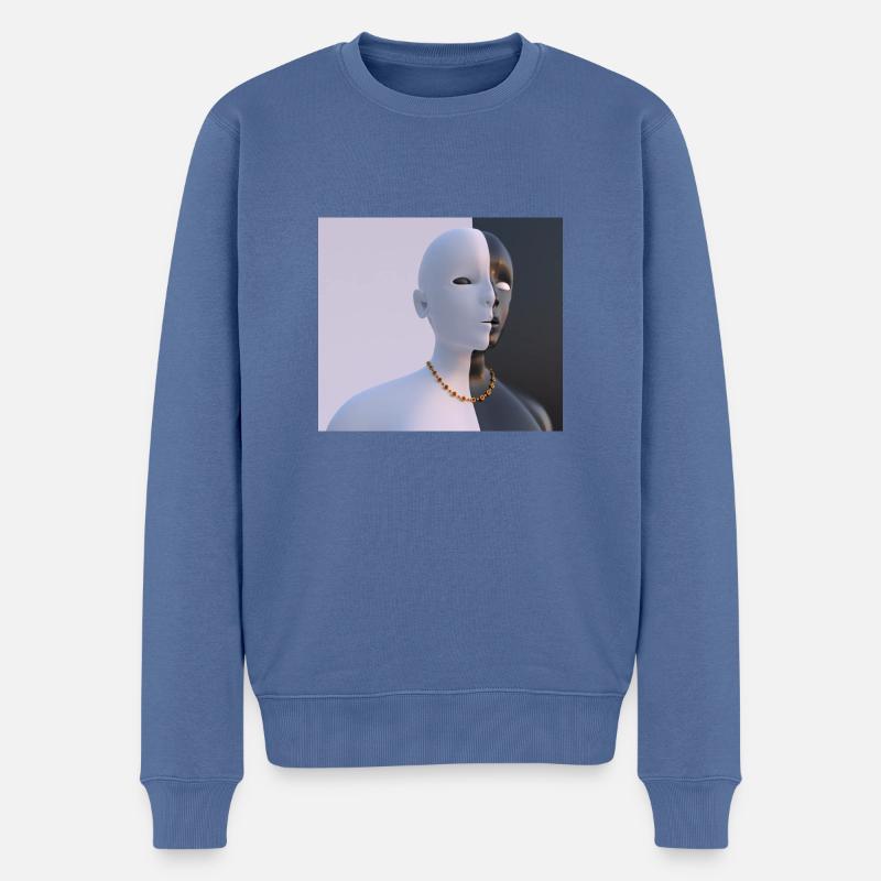 Deux visages - Pull Premium bio Homme - bleu pigeon