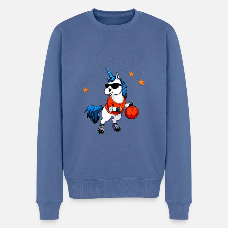 Basketteur Einhorn - Pull Premium bio Homme - bleu pigeon