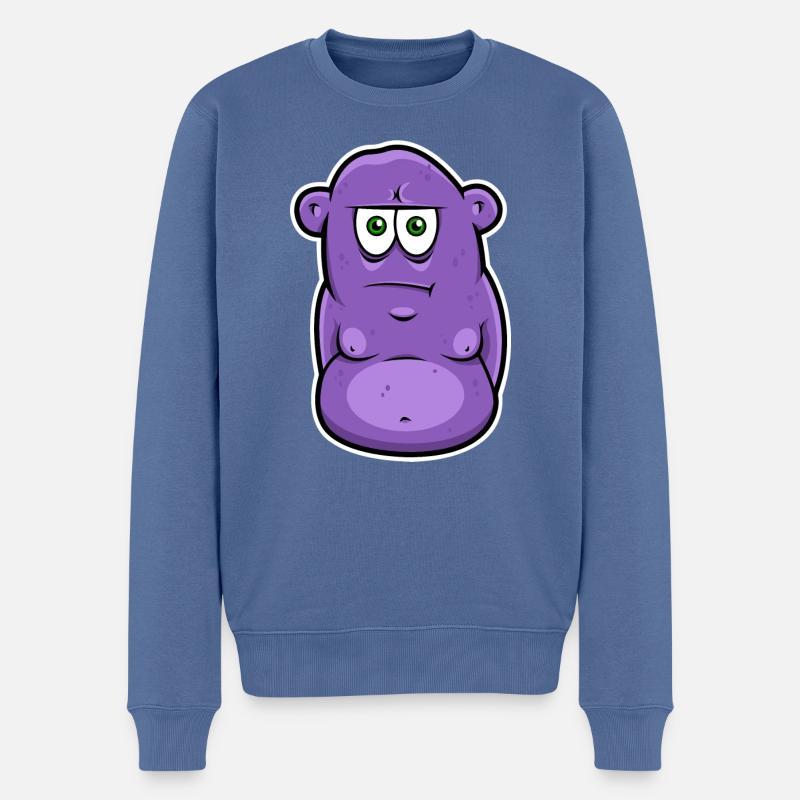 Ernstes Monster - Männer Premium Bio Pullover - Taubenblau
