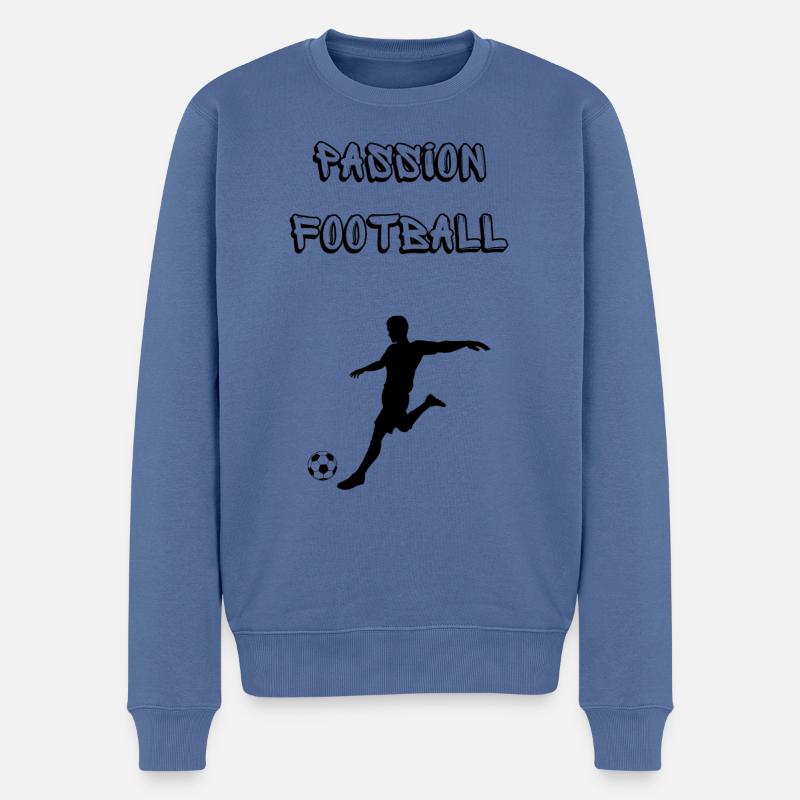 Leidenschaft Fußball - Männer Premium Bio Pullover - Taubenblau