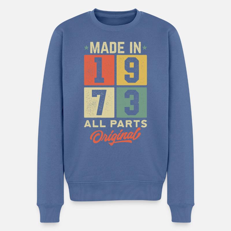 Made In 1973 - All Parts Original - Männer Premium Bio Pullover - Taubenblau