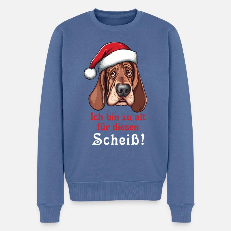 Ich bin zu alt - mürrischer Hund - Weihnachten - Männer Premium Bio Pullover - Taubenblau