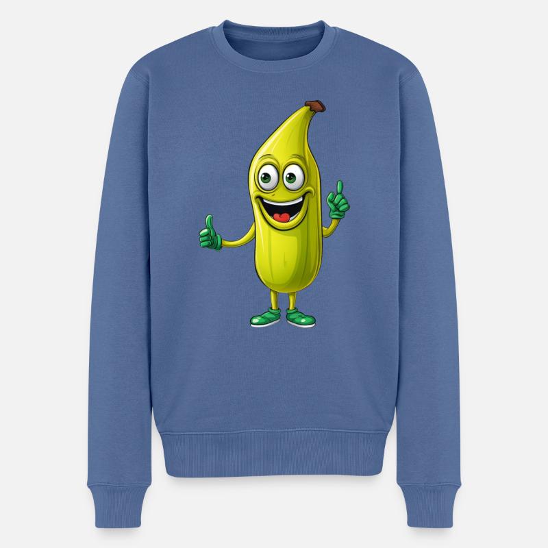 Kawaii Bananen-Männchen: Süßer Fruchtspaß - Männer Premium Bio Pullover - Taubenblau