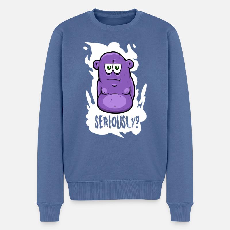 Sérieusement? -Monstre - Pull Premium bio Homme - bleu pigeon