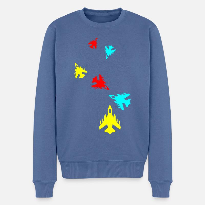 Flugzeug jet symbol - Männer Premium Bio Pullover - Taubenblau