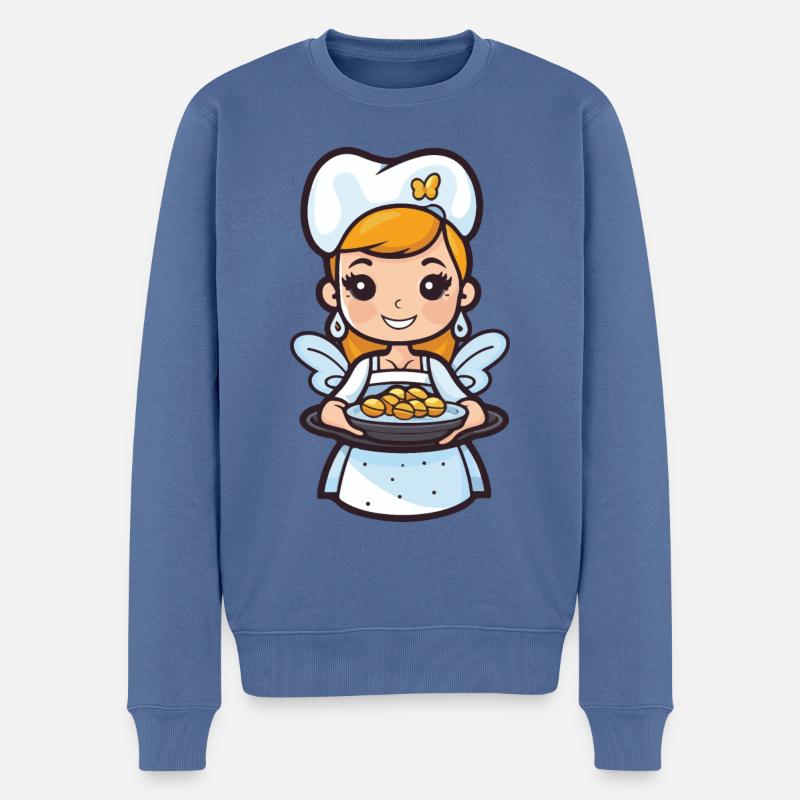 Fee Backen Kochen Niedlich - Männer Premium Bio Pullover - Taubenblau