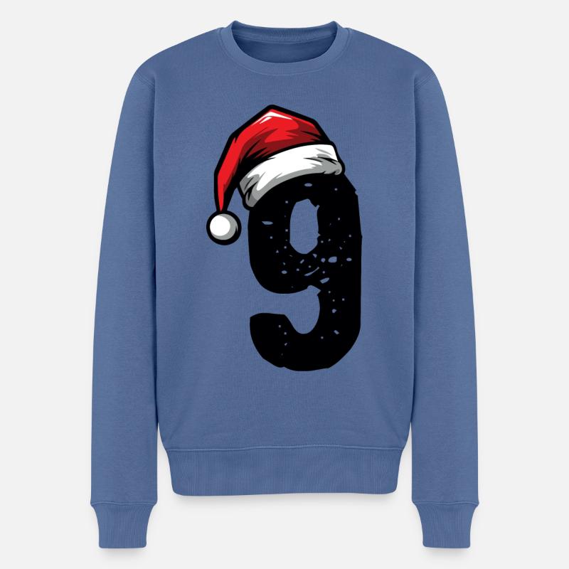9 Zahl Weihnachten - Männer Premium Bio Pullover - Taubenblau