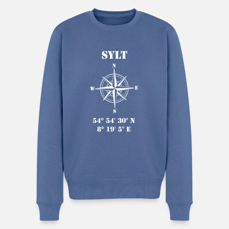 Sylt - Männer Premium Bio Pullover - Taubenblau