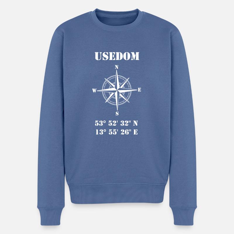 Usedom - Männer Premium Bio Pullover - Taubenblau