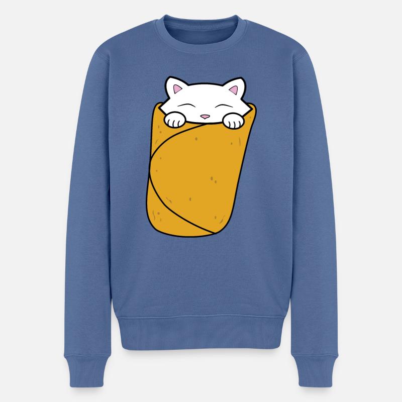 Purrito, süßer Katzenburrito. - Männer Premium Bio Pullover - Taubenblau