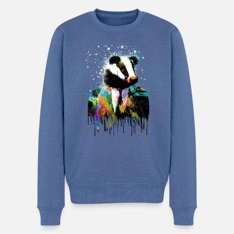 dachs,stinkstier,graffiti,malerei,bunt,anzug - Männer Premium Bio Pullover - Taubenblau