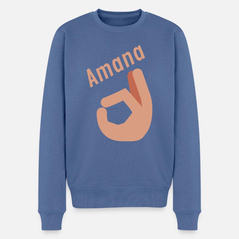 Amana - Männer Premium Bio Pullover - Taubenblau