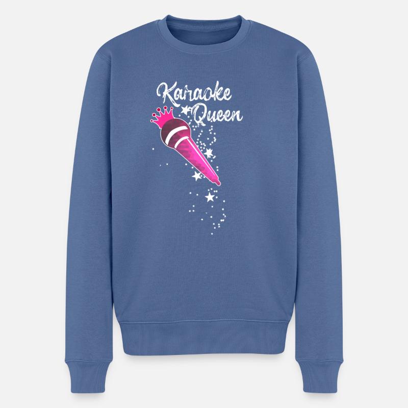 Karaoké Queen,Karaoké,Microphone,Étoiles,Étoile - Pull Premium bio Homme - bleu pigeon