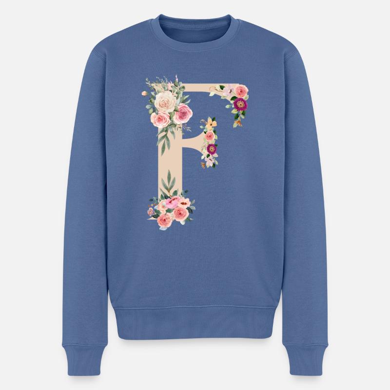 F de fleurs - Pull Premium bio Homme - bleu pigeon