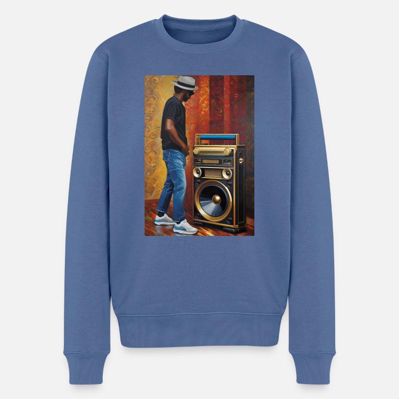Old School Ghettoblaster - Männer Premium Bio Pullover - Taubenblau