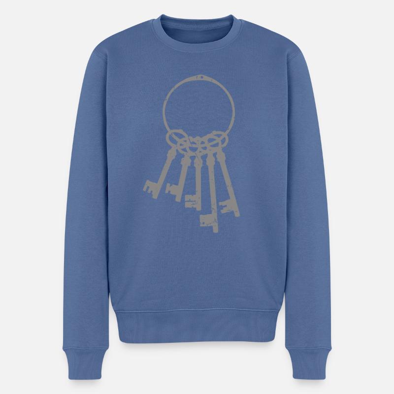 Schlüsselbund - Männer Premium Bio Pullover - Taubenblau