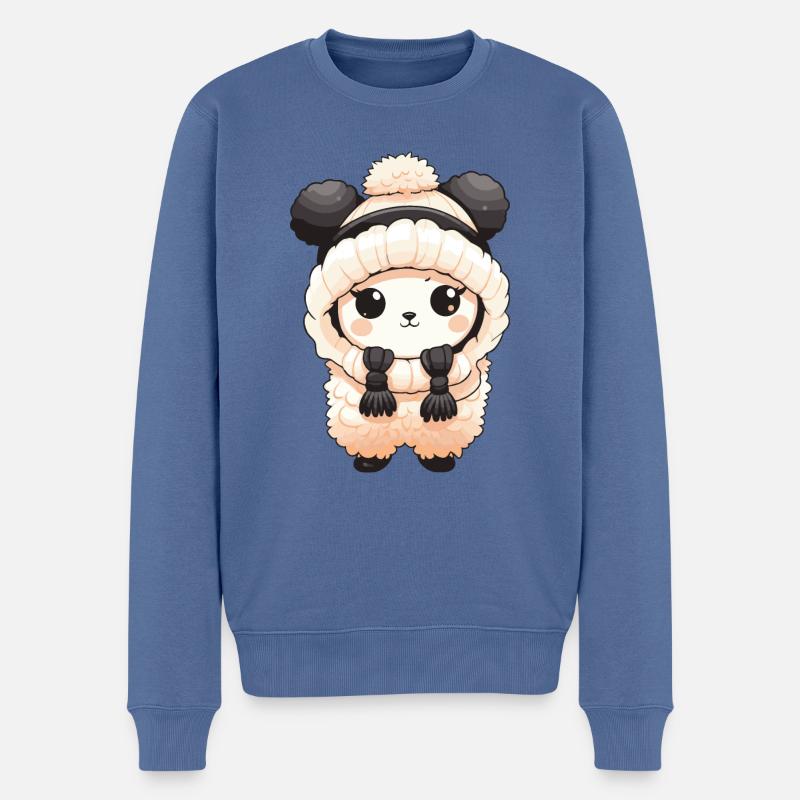 Bande dessinée Lama d’hiver alpaga - Pull Premium bio Homme - bleu pigeon