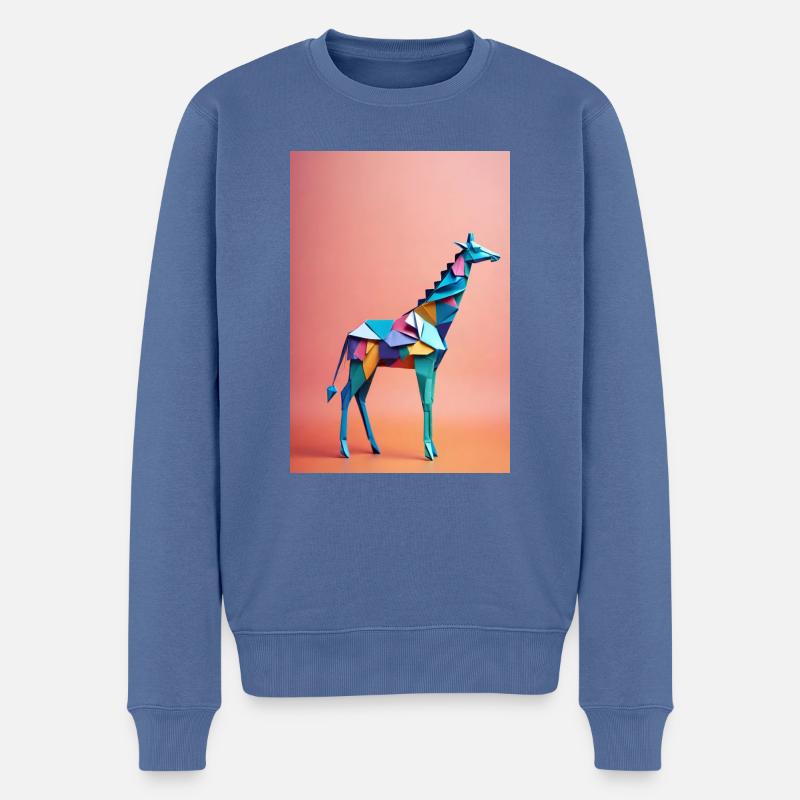 Origami Giraffe - Männer Premium Bio Pullover - Taubenblau