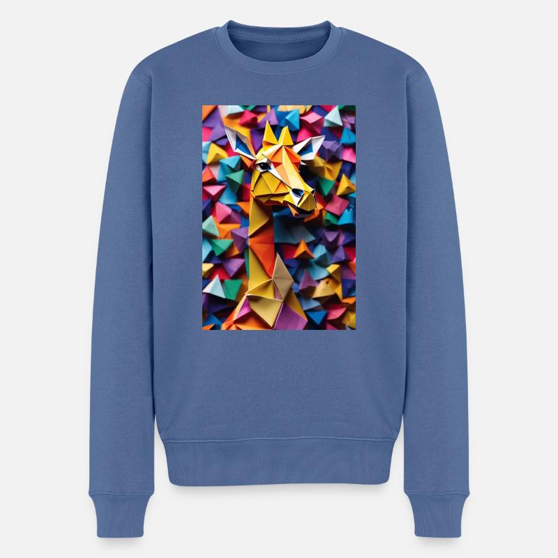 Origami Giraffe - Männer Premium Bio Pullover - Taubenblau