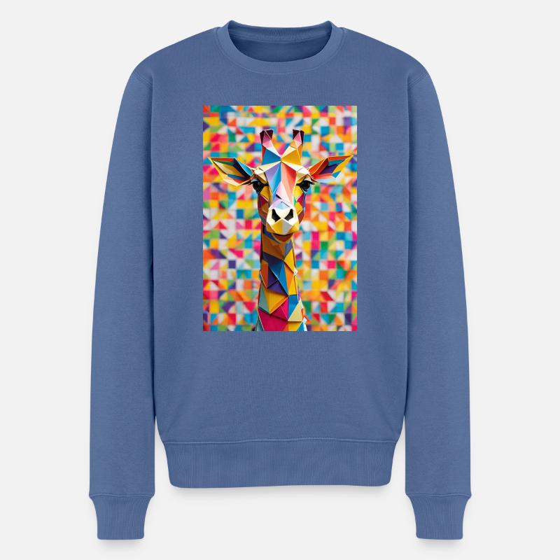 Regenbogen-Giraffe - Männer Premium Bio Pullover - Taubenblau
