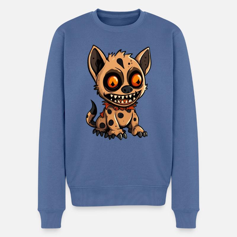 Hyène Halloween Zombie - Pull Premium bio Homme - bleu pigeon