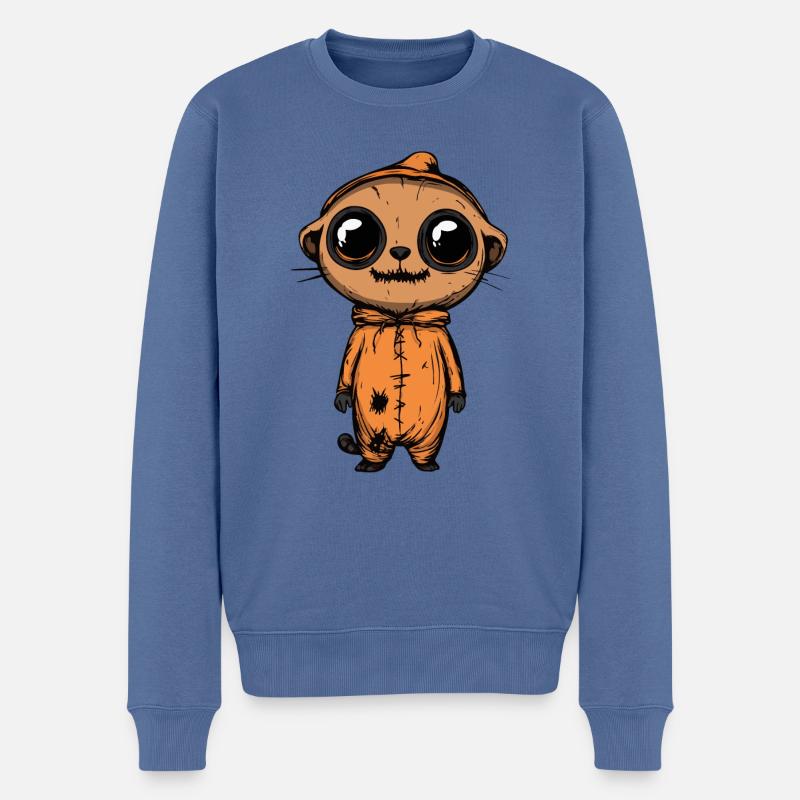 Erdmännchen Halloween Zombie - Männer Premium Bio Pullover - Taubenblau