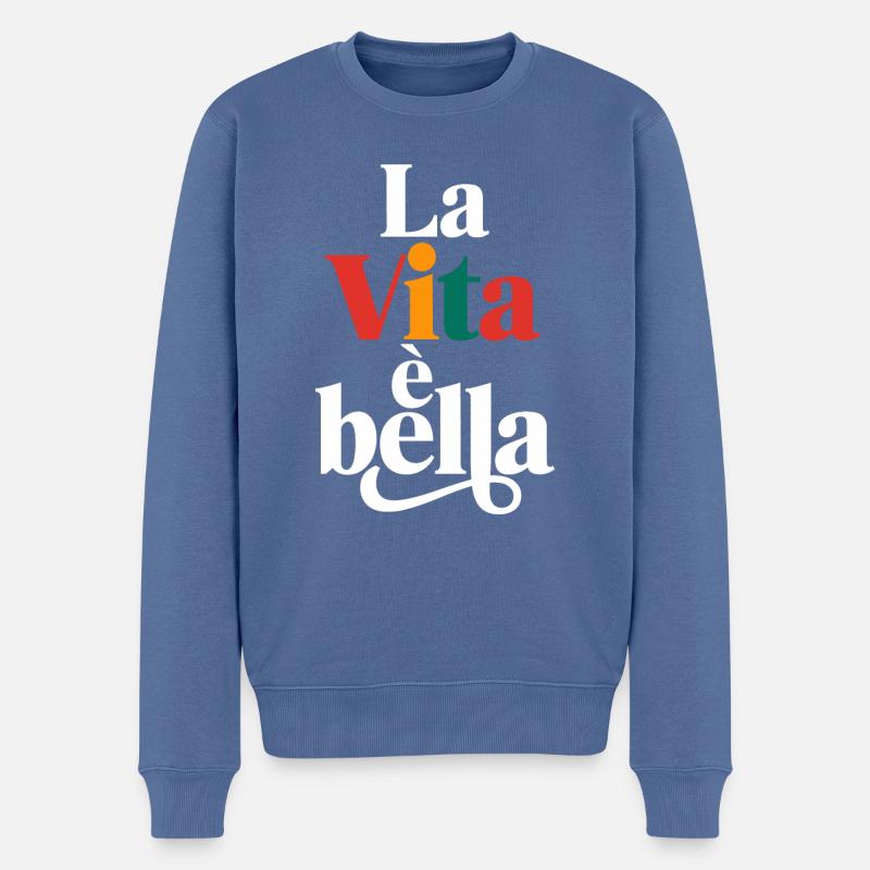 La vita è bella - Pull Premium bio Homme - bleu pigeon