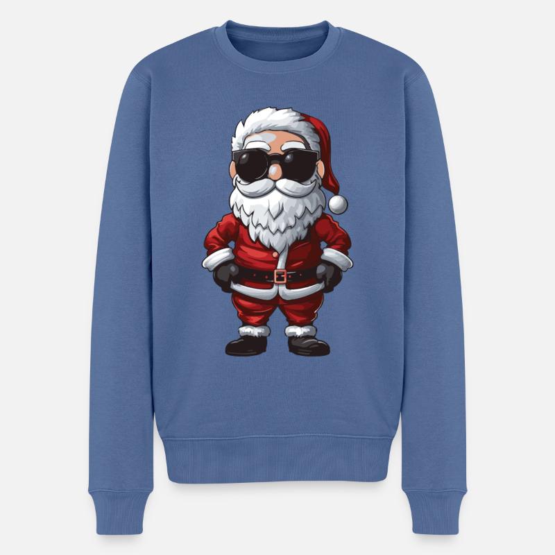 Weihnachtsmann Comic Santa - Männer Premium Bio Pullover - Taubenblau