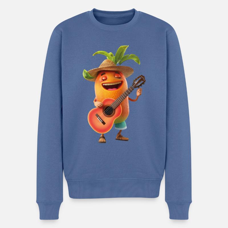 Papaya Gitarre - Männer Premium Bio Pullover - Taubenblau